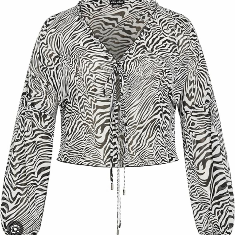City Chic Black and White Zebra Print Top